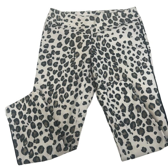 Lisette L Montreal Leopard Print Stretch Pants Gray White 14 - Picture 1 of 16